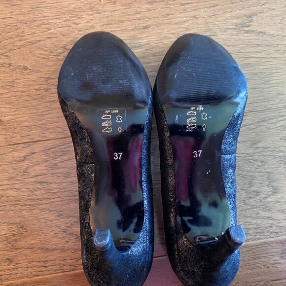 Escarpin de soirée à talon haut en cuir noir - Picture 6 of 7